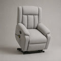 Poltrona relax reclinabile manuale 80 x 90 x 105 cm in tessuto poliestere grigio chiaro con struttura in metallo e base nera rettangolare