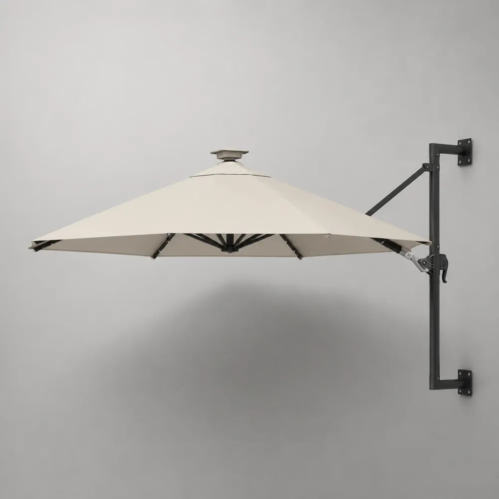 Ombrellone da parete a braccio laterale 300 cm in tessuto poliestere e struttura in acciaio verniciato beige e nero