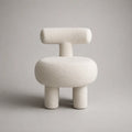 Poltrona imbottita bouclé avorio 70 x 70 x 78 cm con schienale cilindrico e gambe cilindriche