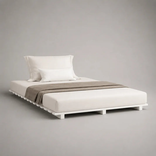 Letto singolo 90x200 cm struttura letto piattaforma in MDF laccato bianco senza testiera design rettangolare
