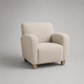 Poltrona 78 x 80 x 85 cm in tessuto bouclé beige con struttura imbottita e gambe in legno massello forma rettangolare