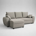 Divano angolare 260 x 160 x 85 cm con chaise longue sinistra in tessuto poliestere colore beige chiaro struttura in legno multistrato forma rettangolare