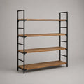 Scaffale libreria a 4 ripiani in legno e struttura in metallo nero stile industriale