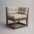 Poltrona angolare da giardino in legno massello di acacia con cuscini imbottiti beige 80 x 80 x 75 cm