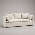 Divano 3 posti 220 x 95 x 85 cm rivestito in tessuto poliestere beige con cuscini removibili struttura in legno e MDF forma rettangolare