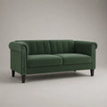 Divano 2 posti 175 x 85 x 80 cm in tessuto poliestere verde con schienale imbottito e struttura in legno multistrato forma rettangolare