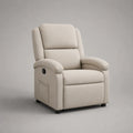 Poltrona relax reclinabile 82 x 88 x 105 cm in tessuto poliestere beige con schienale alto imbottito e struttura in legno multistrato