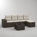 Divano da giardino angolare a L in rattan PE con chaise longue tavolino in vetro struttura in acciaio marrone e beige 260 x 200 x 75 cm