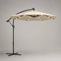 Ombrellone da giardino a braccio laterale 300 cm x 300 cm x 260 cm con luci LED struttura in acciaio e copertura in poliestere beige con base a croce