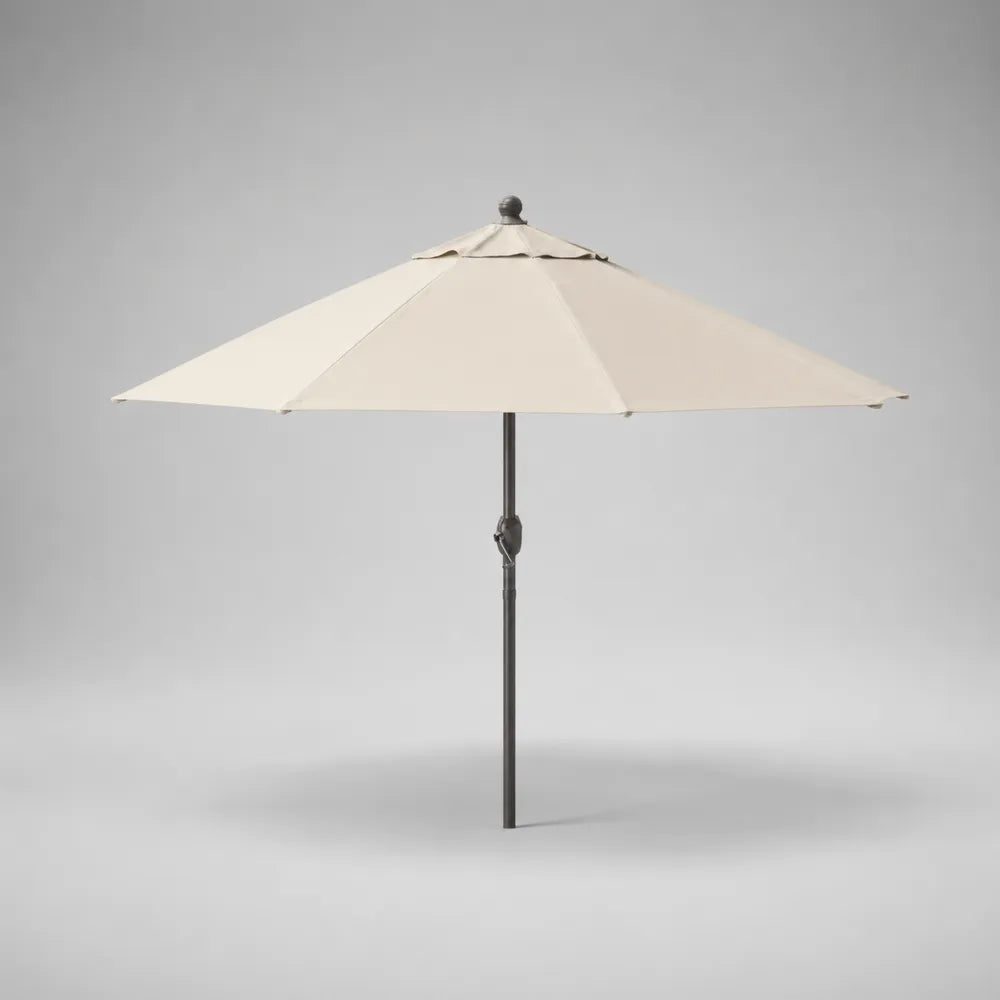 Ombrellone da giardino con palo centrale in acciaio e copertura rotonda in poliestere beige diametro 200 cm altezza 230 cm