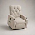 Poltrona relax reclinabile 84 x 91 x 105 cm in tessuto poliestere beige chiaro con portabicchieri e tasca laterale struttura in legno multistrato